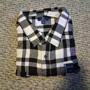 Men's fannel long sleeve shirt black and white 3X NEW